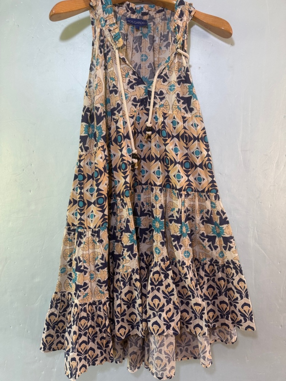 Anthropologie RO’S GARDEN Dress Sz L Sofia Sleeveless Coastal Grandmother Boho - Picture 2 of 15